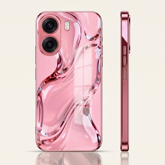 Oppo K14x 5G Crystal Wave Energy Pink Electroplated Glass Phone Back Case