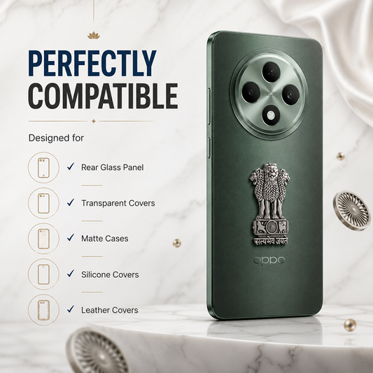 Oppo F27 5G Compatible Satyamev Jayate 3D Metal Emblem Sticker