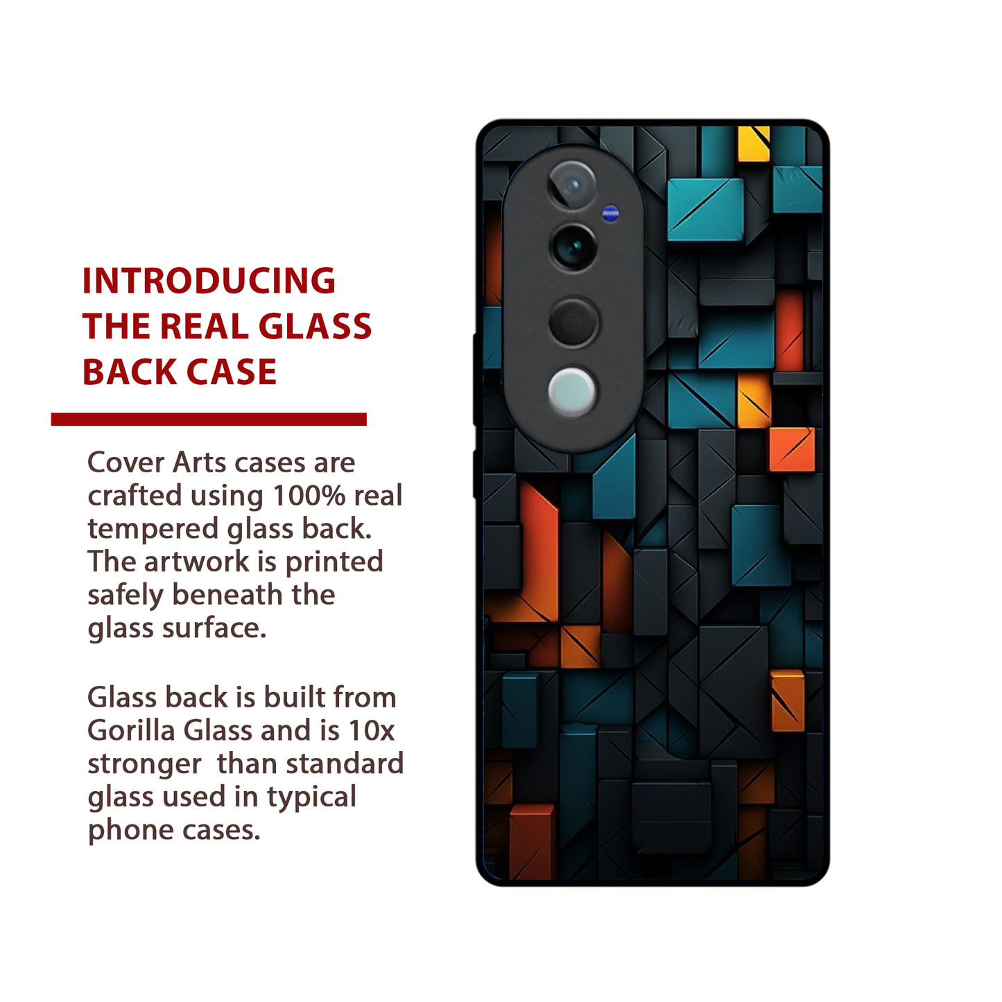 Vivo V40 Pro Luxury UV Printed Anti-Scratch Glass Back Phone Case (Square)
