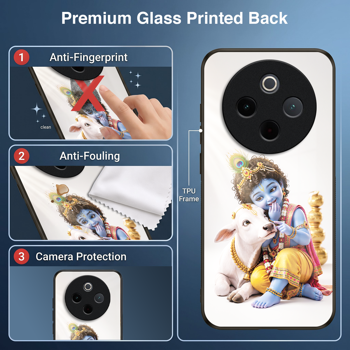 Vivo T4 5G Bal Krishna Blessings Acrylic Glass Back Case