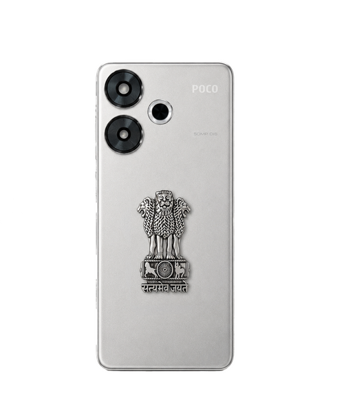 POCO F6 5G Compatible Satyamev Jayate 3D Metal Emblem Sticker