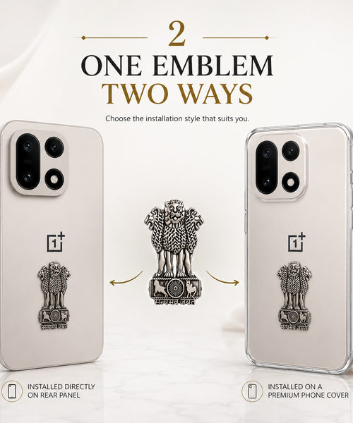 OnePlus 15 5G Compatible Satyamev Jayate 3D Metal Emblem Sticker