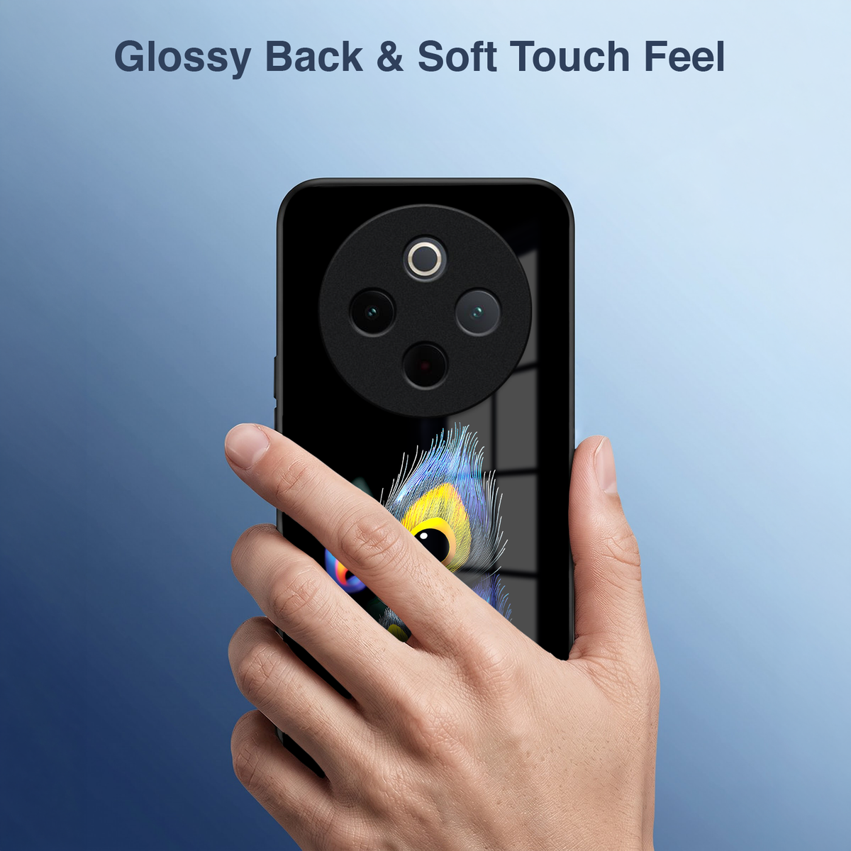 Vivo T4 5G Premium Peacock Feather Acrylic Glass Back Case