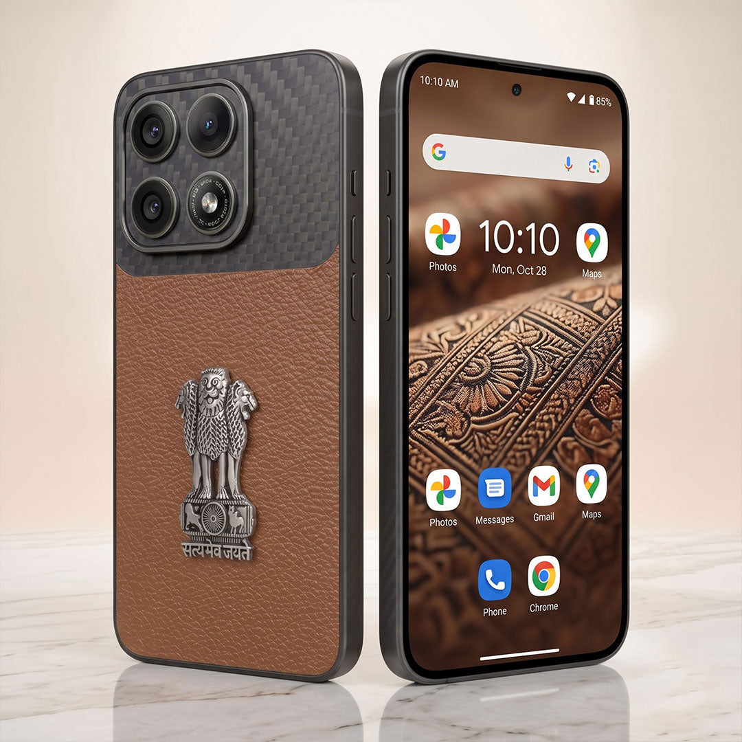 Motorola Edge 70 Pro 5g Satyamev Jayate Carbon Fiber Leather Hybrid Phone Case