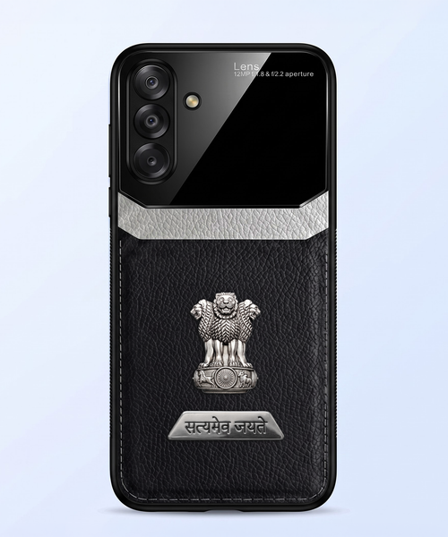 Samsung Galaxy M56 5G Satyamev Jayate 2-in-1 Emblem Leather Lens Protective Back Case