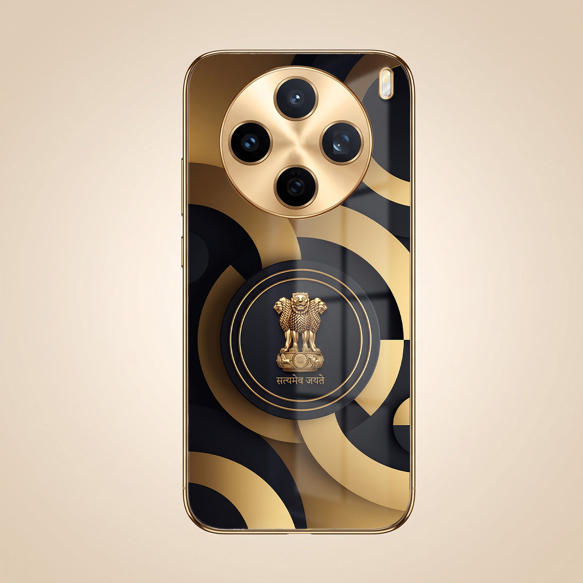 Vivo X200T 5G Royal Emblem Gold Electroplated Glass Phone Back Case