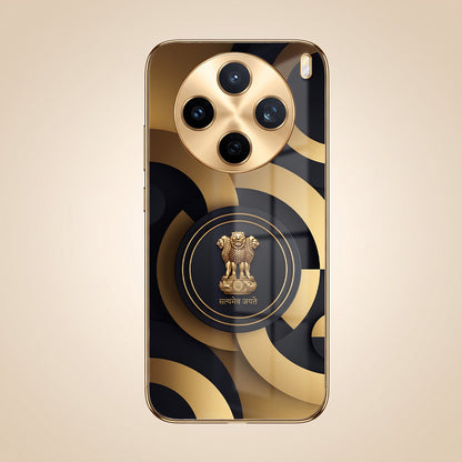 Vivo X200T 5G Royal Emblem Gold Electroplated Glass Phone Back Case