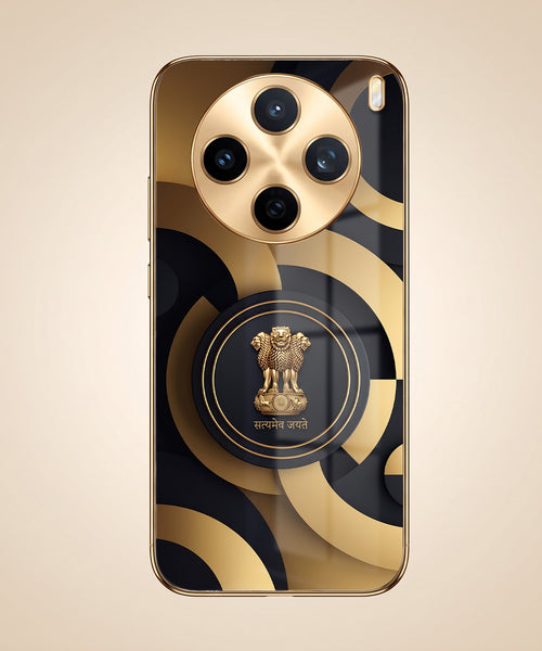Vivo X200T 5G Royal Emblem Gold Electroplated Glass Phone Back Case