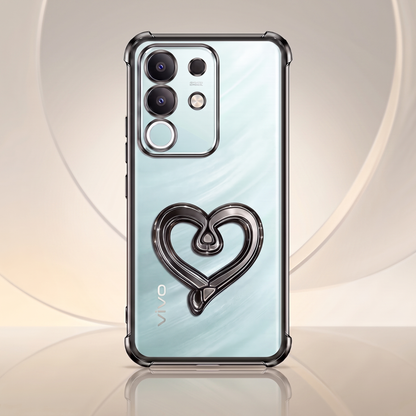 Vivo T4x 5G Premium Heart Transparent Shockproof Airbag Phone Case