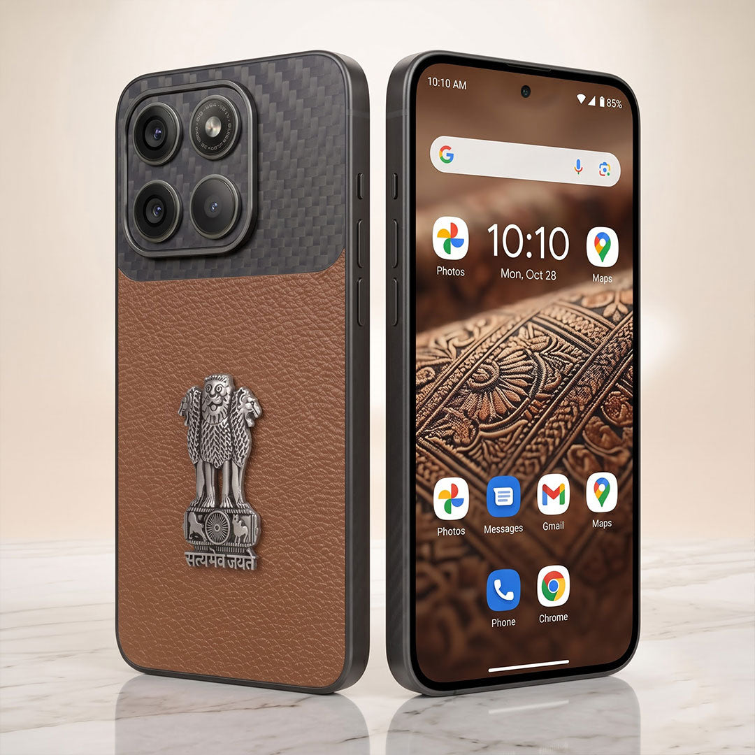 Motorola Edge 60 Pro 5G Satyamev Jayate Carbon Fiber Leather Hybrid Phone Case