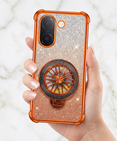 Vivo V60e 5G Stress Buster Wheel Rotating Shimmer Airbag Cosmic Orange Case