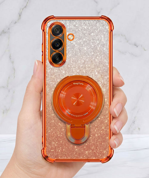 Samsung Galaxy A36 5G Invincible Bracket Ring Stand Shimmer Airbag Cosmic Orange Case