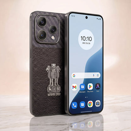Oppo Reno 15 5G Satyamev Jayate Carbon Fiber Leather Hybrid Phone Case
