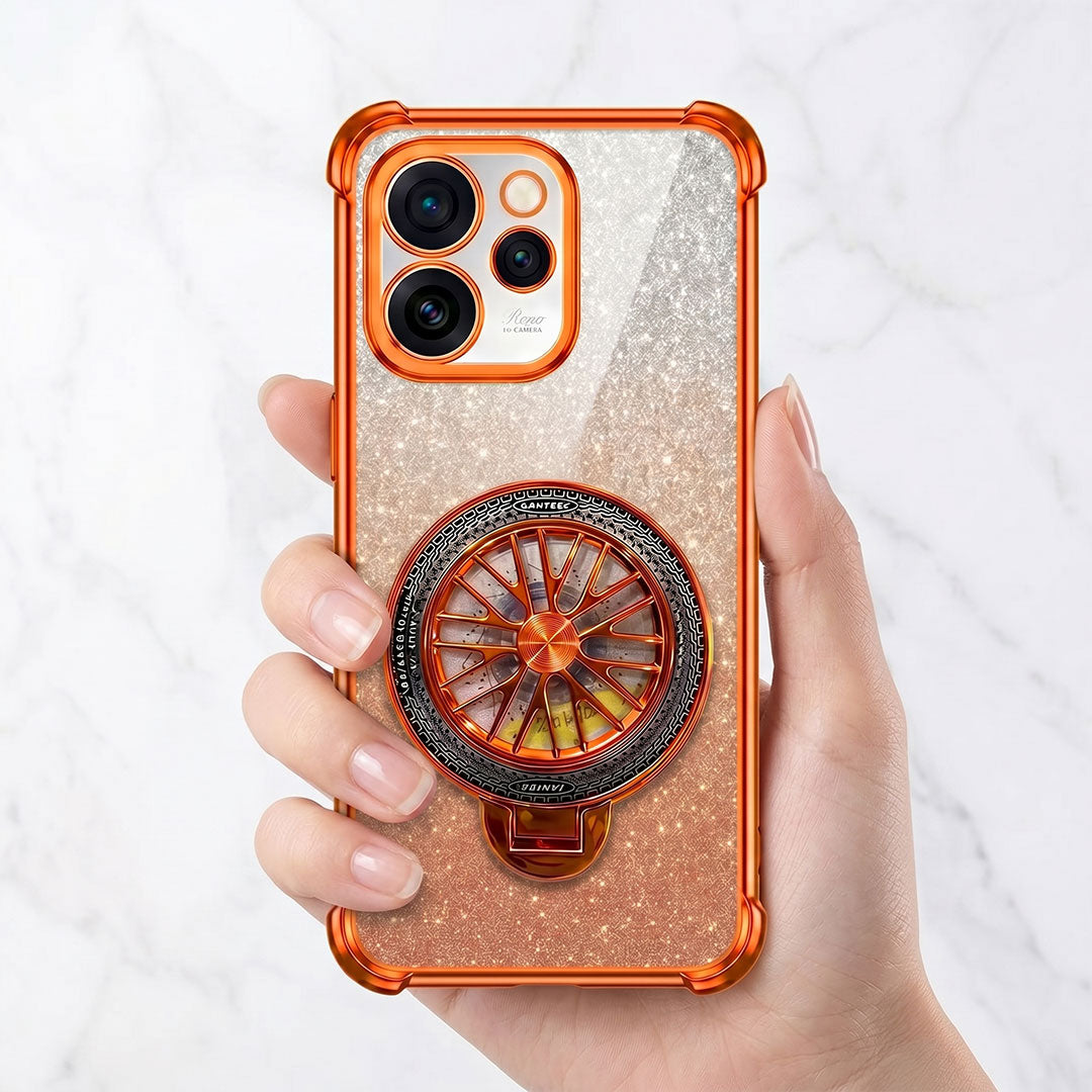 Oppo Reno 15 Pro Mini 5G Stress Buster Wheel Rotating Shimmer Airbag Cosmic Orange Case