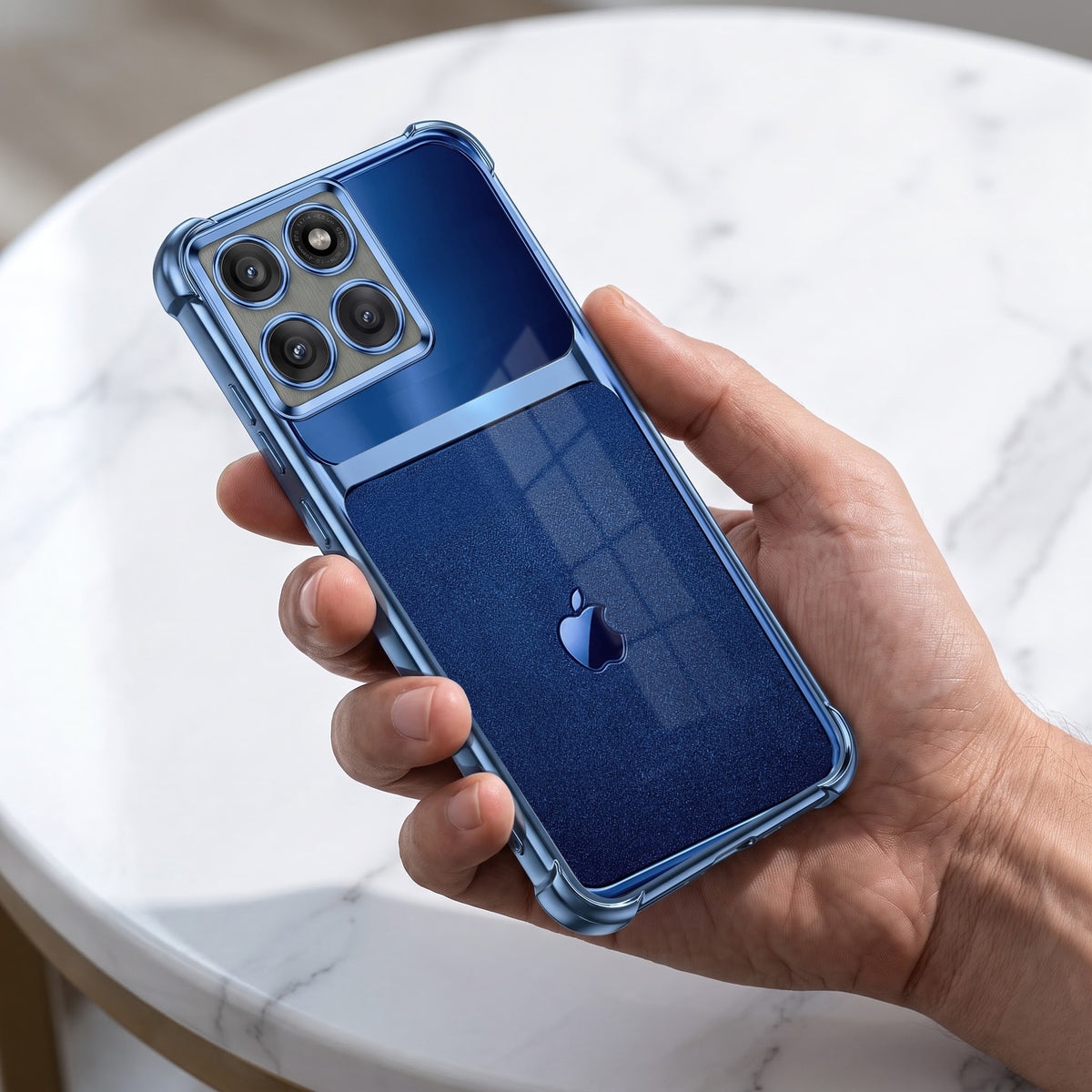 Motorola Edge 60 Pro 5G Apple Blue Glitter Dual-Tone Transparent Airbags Case