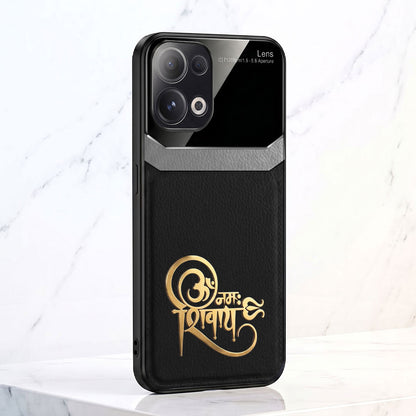 Oppo Reno13 5G Om Namah Shivay 3D Gold Metal Leather Back Case