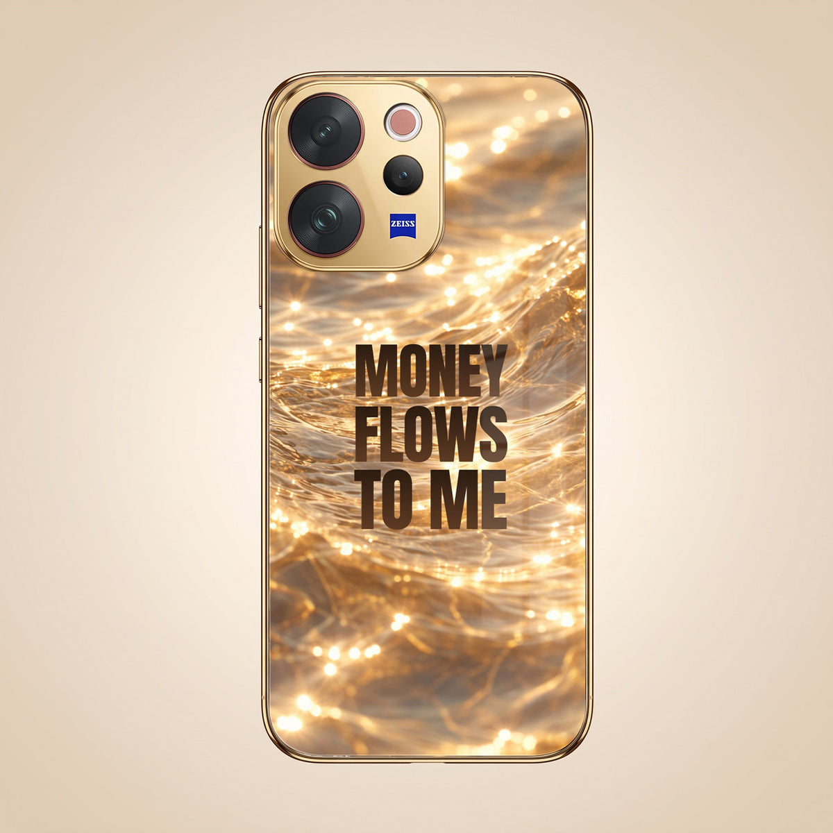 Vivo V70 5G Money Flows To Me Gold Electroplated Glass Phone Back Case