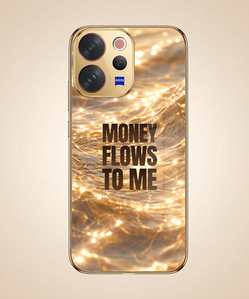 Vivo V70 5G Money Flows To Me Gold Electroplated Glass Phone Back Case