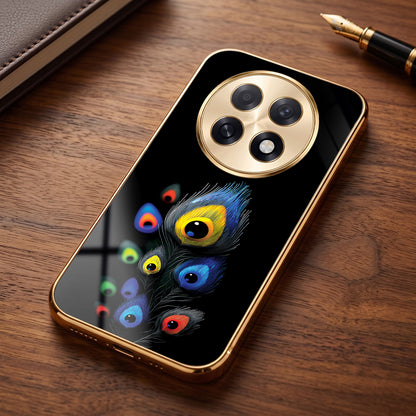 Oppo F31 Pro+ 5G Multi-Feather Peacock Gold Electroplated Glass Phone Back Case