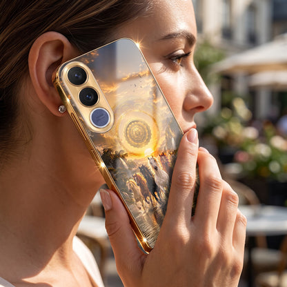 Vivo V70 FE 5G Celestial Seven Horses Gold Electroplated Glass Phone Back Case