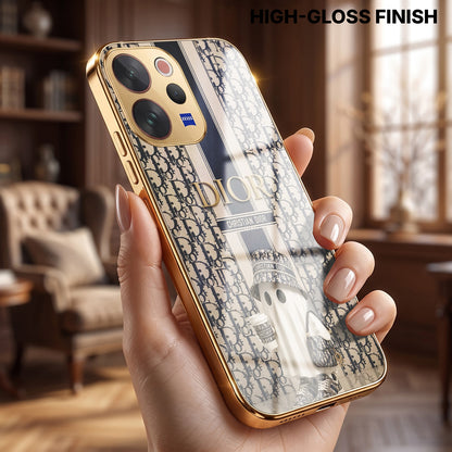 Vivo V70 5G Luxury Dior Gold Electroplated Glass Phone Back Case
