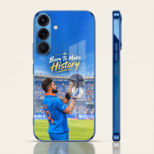 Samsung Galaxy A56 5G Born TO Make History Blue Electroplated Glass Phone Back Case