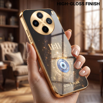 Vivo X200T 5G God’s Plan Evil Eye Gold Electroplated Glass Phone Back Case