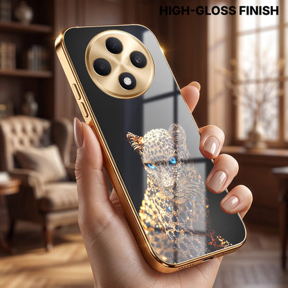 Oppo F27 5G Panther Gold Electroplated Glass Phone Back Case