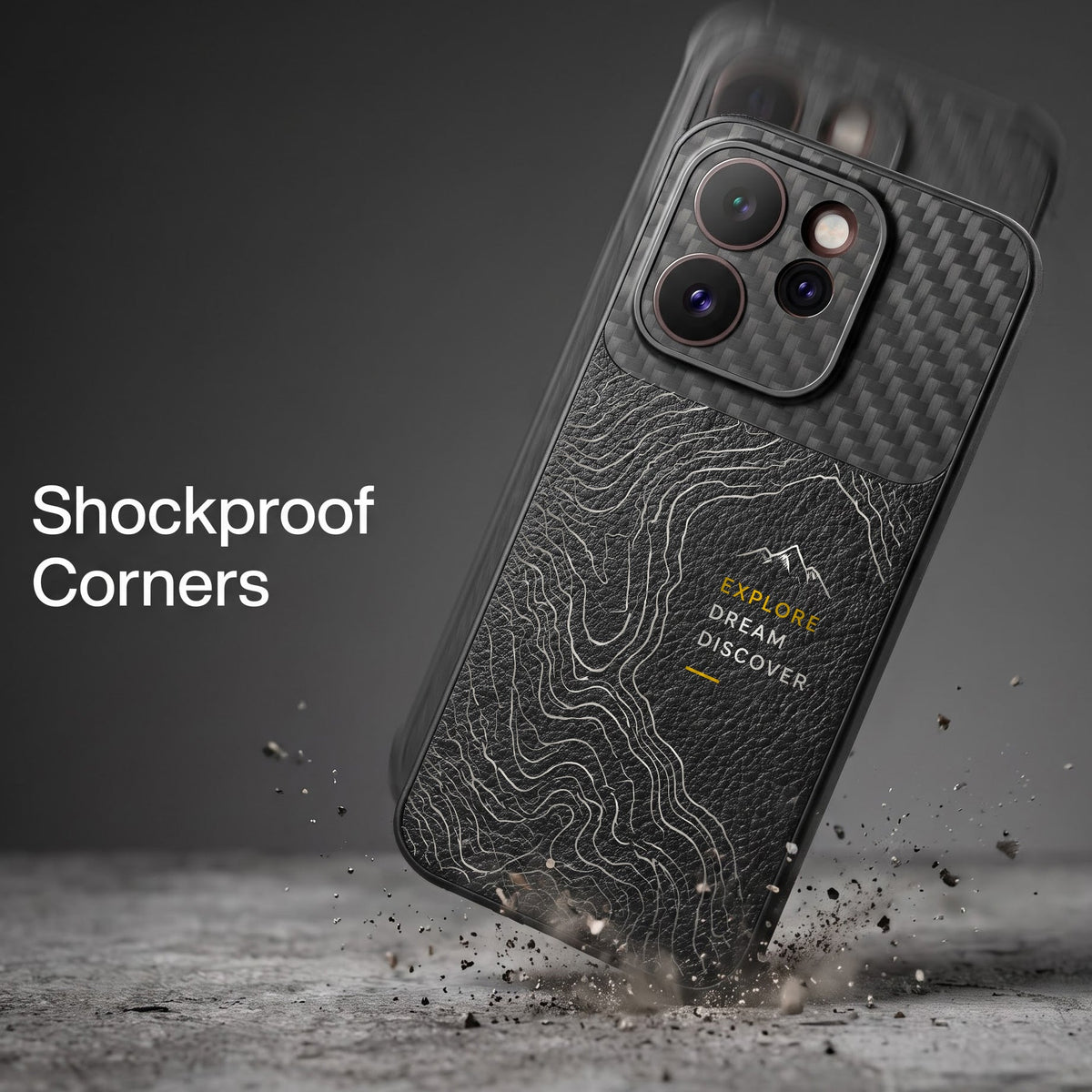 Oppo Reno 15 Pro Mini 5G Explore Dream Carbon Fiber Leather Hybrid Back Case