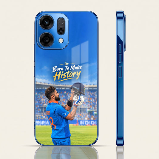 Oppo Reno 14 5G Born TO Make History Blue Electroplated Glass Phone Back Case