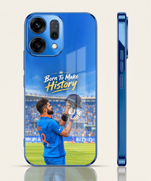 Oppo Reno 14 5G Born TO Make History Blue Electroplated Glass Phone Back Case