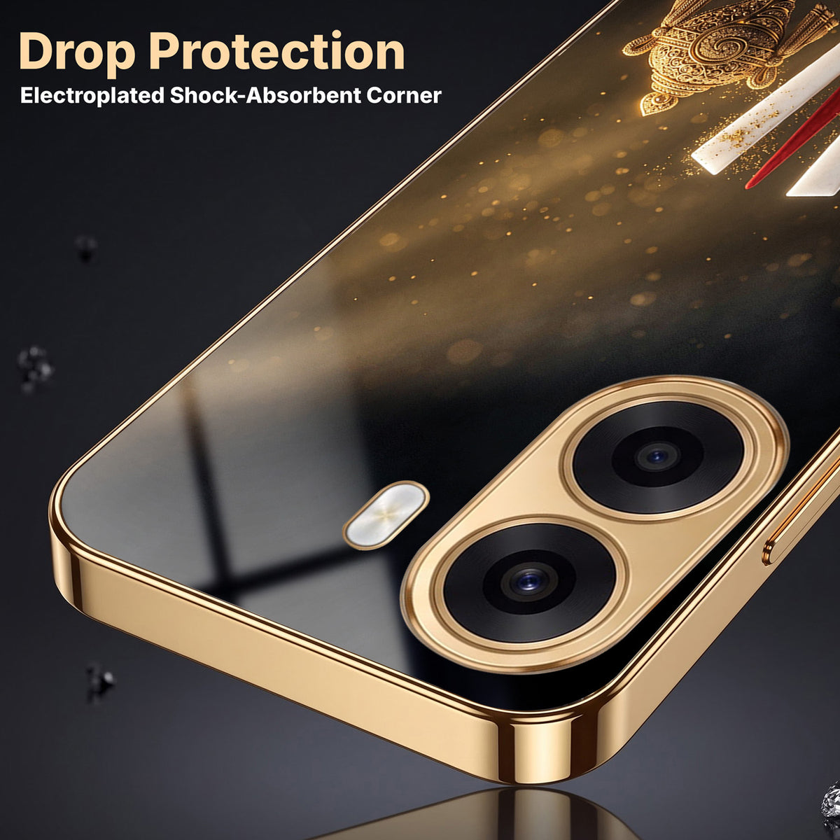Oppo K14x 5G Royal Heritage Edition Gold Electroplated Glass Phone Back Case