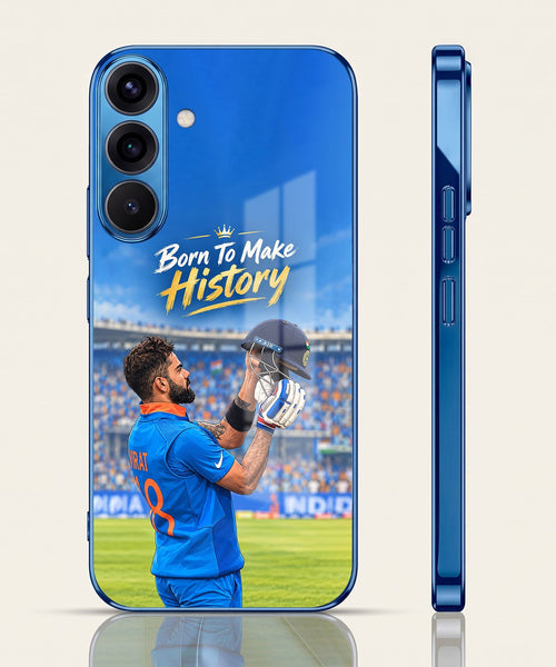 Samsung Galaxy A36 5G Born TO Make History Blue Electroplated Glass Phone Back Case