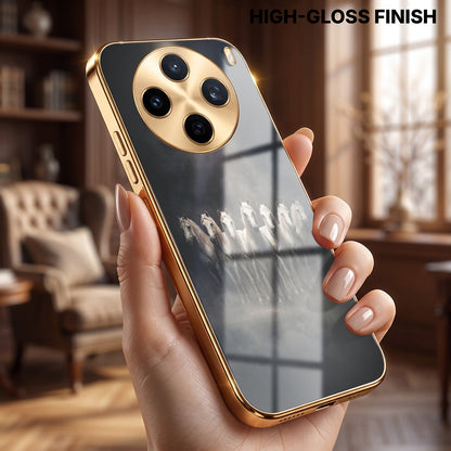 Vivo X200T 5G Running Horses Gold Electroplated Glass Phone Back Case