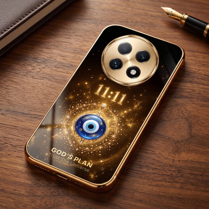 Oppo F29 Pro 5G God’s Plan Evil Eye Gold Electroplated Glass Phone Back Case