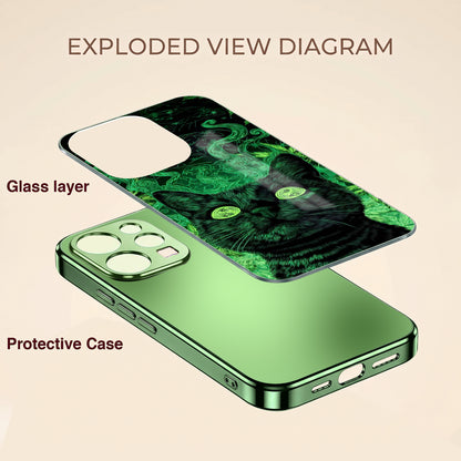 Vivo V70 5G Fantasy Cat Green Electroplated Glass Back Case