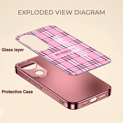 Vivo V50 5G Burberry Classic Pink Electroplated Glass Phone Back Case