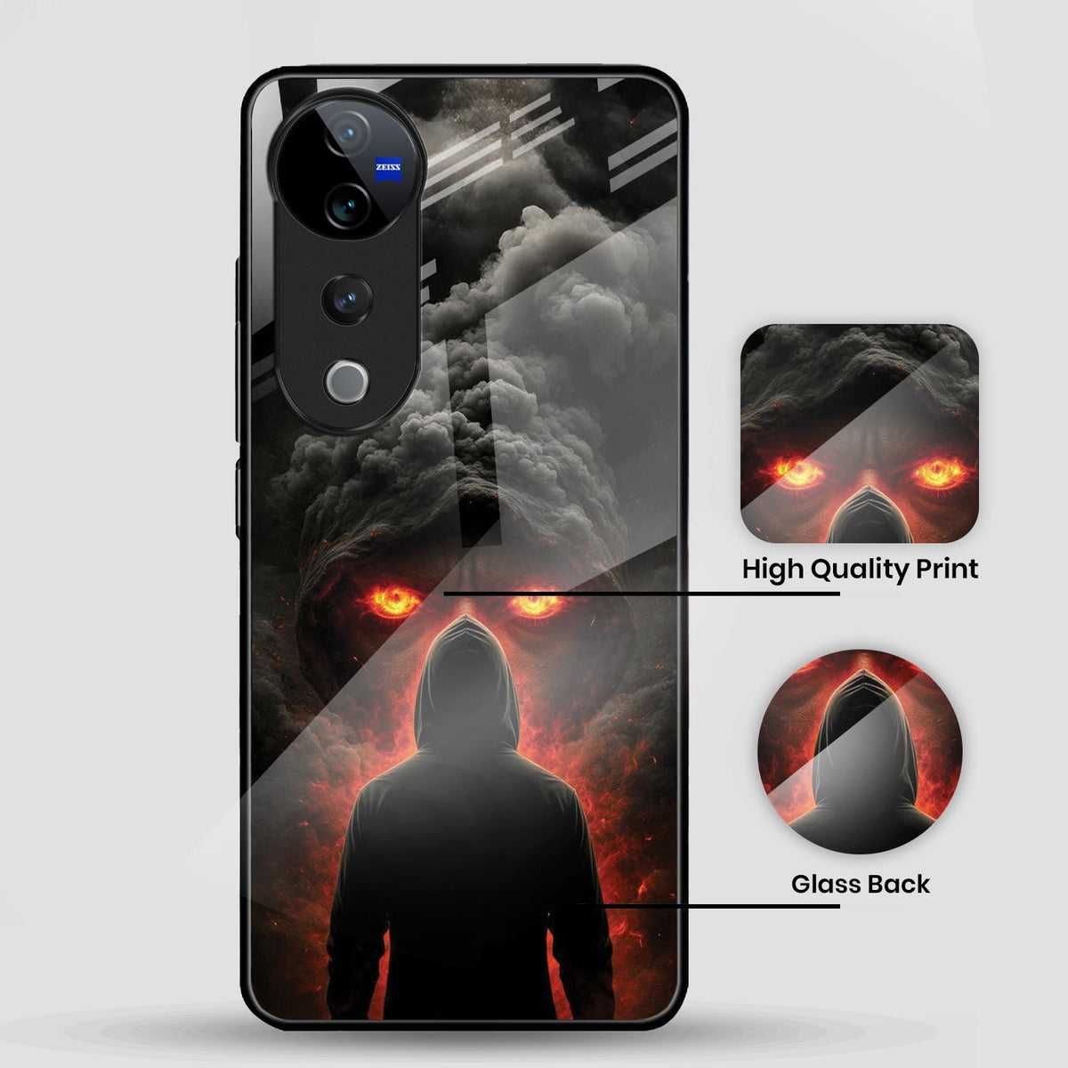 Vivo V40 Pro 5G Premium Acrylic Shockproof Glass Back Case (Dark Flame)