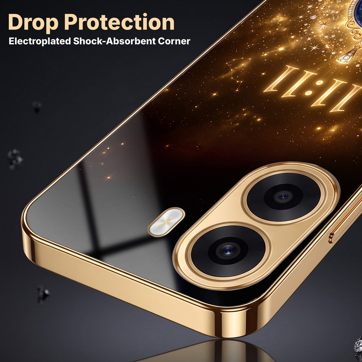 Oppo K14x 5G God’s Plan Evil Eye Gold Electroplated Glass Phone Back Case