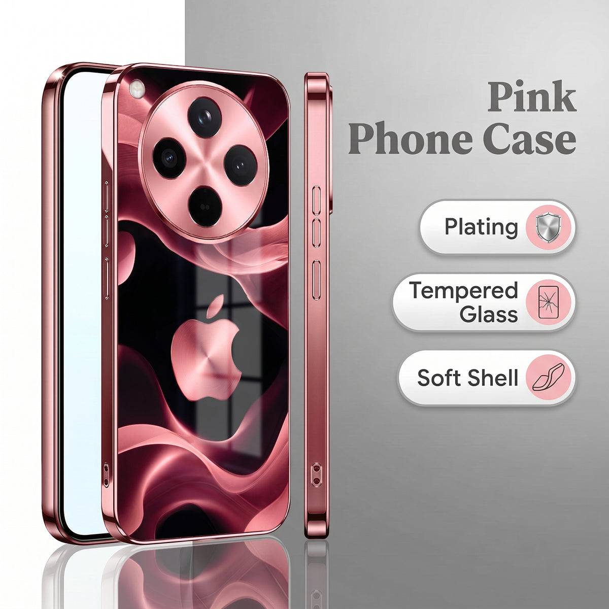Oppo Find X8 5G Luxury Wave Pink Electroplated Glass Phone Back Case