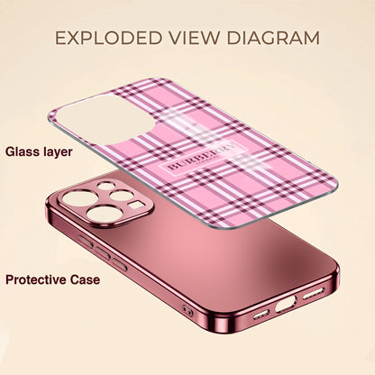 Vivo V70 5G Burberry Classic Pink Electroplated Glass Phone Back Case