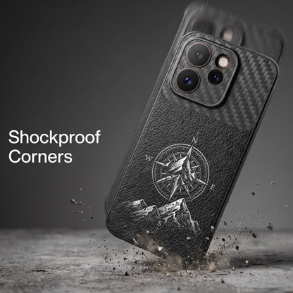 Oppo Reno 15 Pro Mini 5G Compass Carbon Fiber Leather Hybrid Back Case