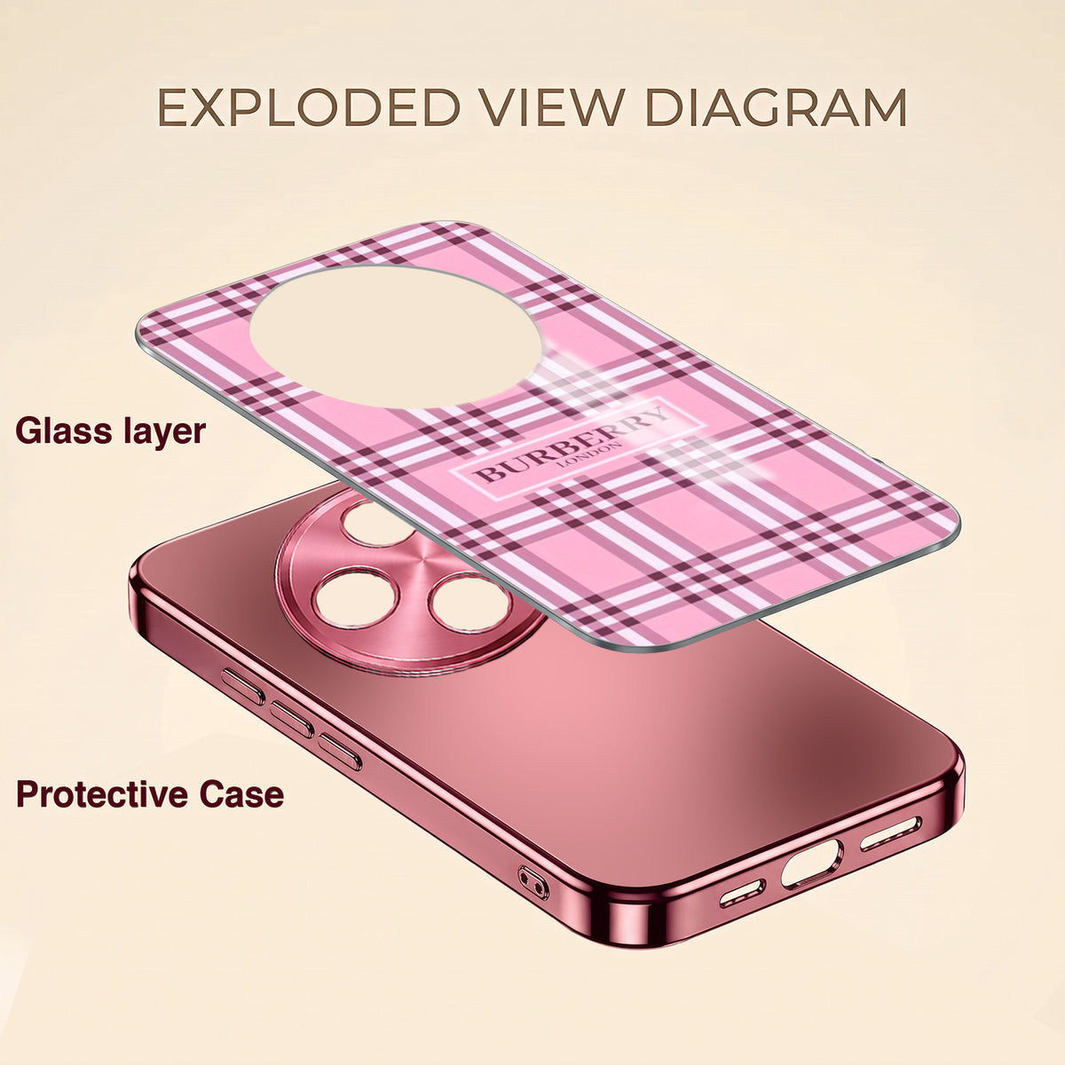 Oppo F27 Pro+ 5G Midnight Pearl Wave Pink Electroplated Glass Phone Back Case