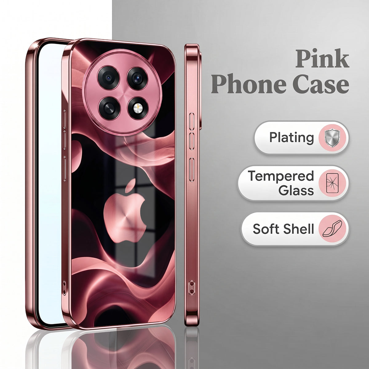 Oppo F31 Pro+ 5G Luxury Wave Pink Electroplated Glass Phone Back Case