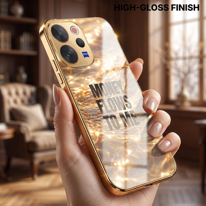 Vivo V70 5G Money Flows To Me Gold Electroplated Glass Phone Back Case