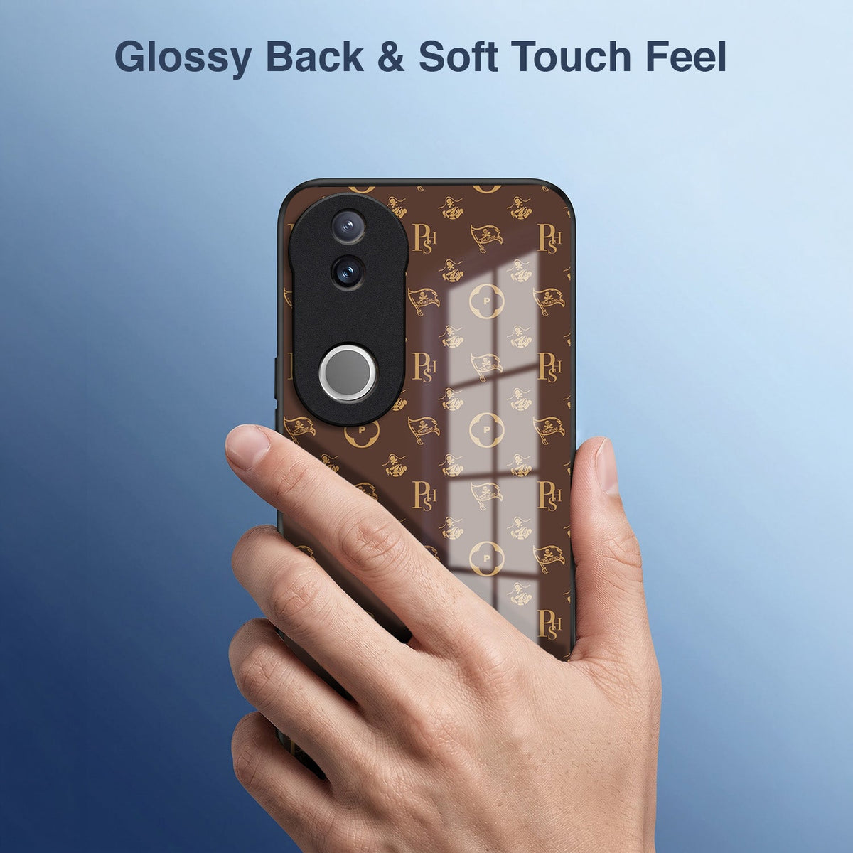 Vivo V50 5G Luxury Monogram Brown Acrylic Glass Back Case