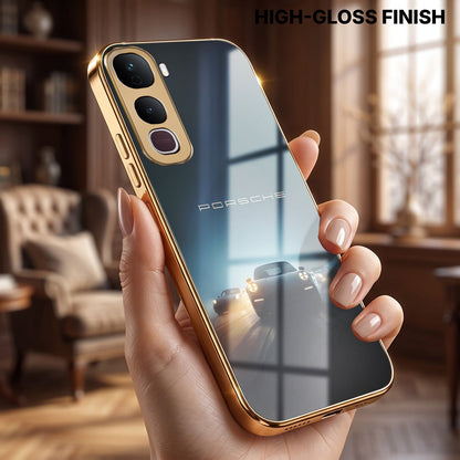 Vivo Y400 Pro Porsche Luxury Gold Electroplated Glass Phone Back Case