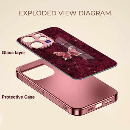 Vivo V70 5G Butterfly Burgundy Electroplated Glass Back Case