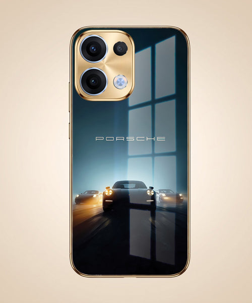Oppo Reno 13 5G Porsche Luxury Gold Electroplated Glass Phone Back Case