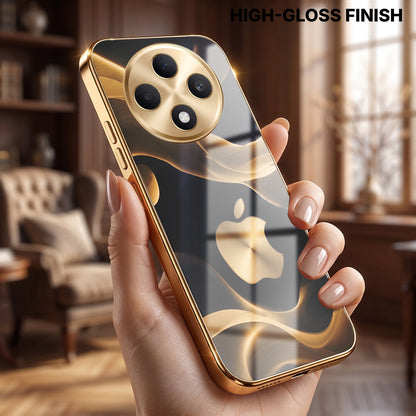 Oppo F27 5G Luxury Wave Gold Electroplated Glass Phone Back Case